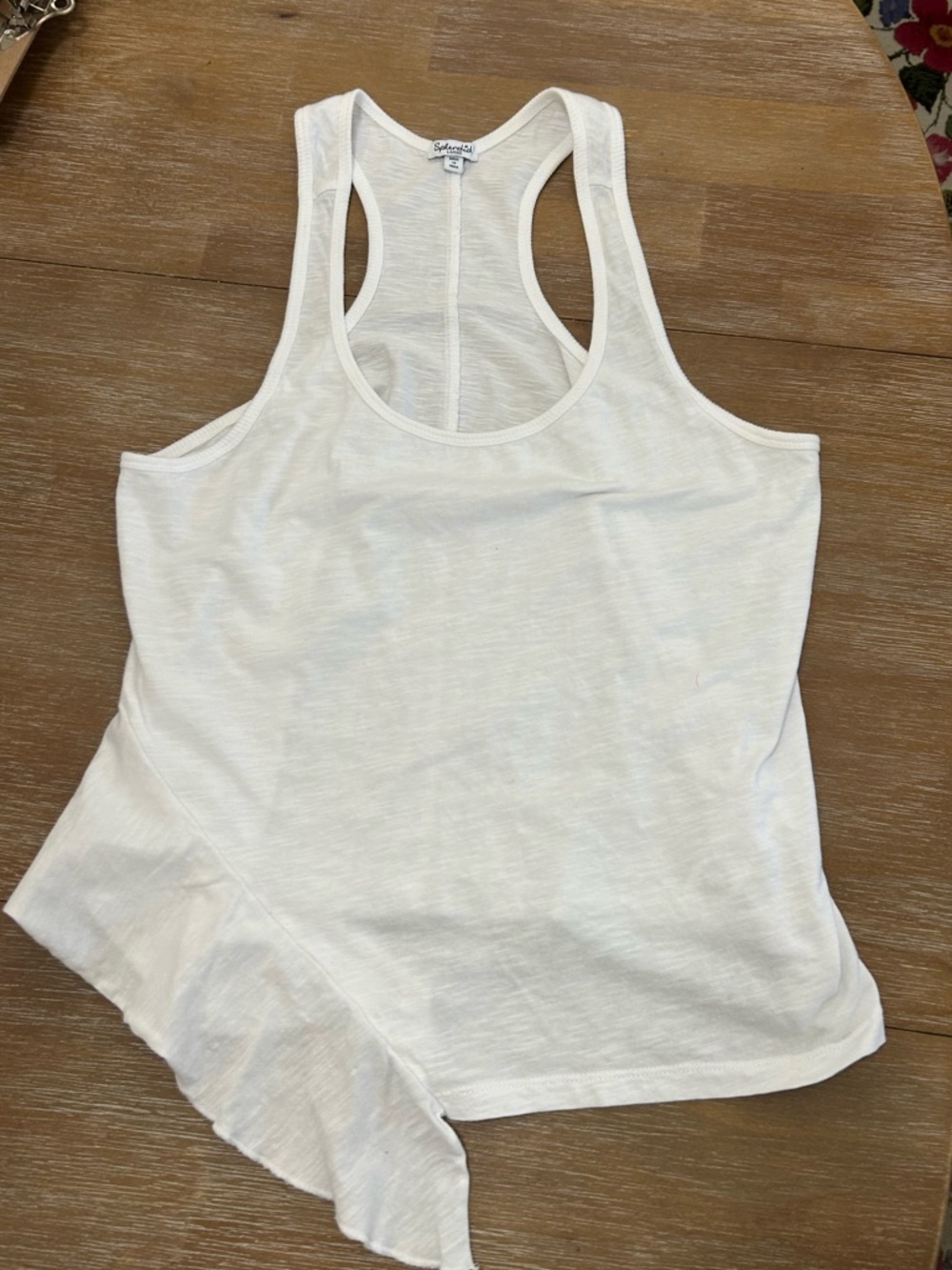 SPLENDID white asymmetric ruffled tank top size large scoop neck